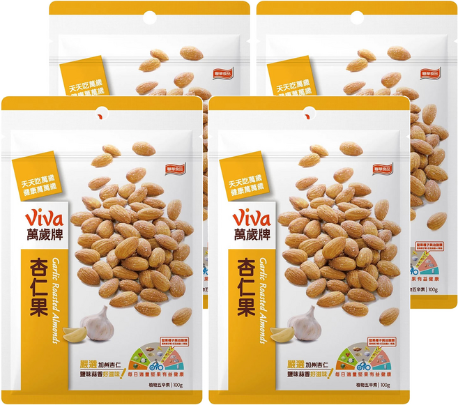 ViVa 萬歲牌 杏仁果, 100g, 4包