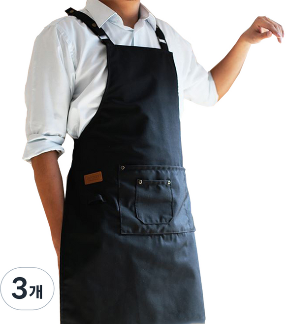 잇츠온 바리스타 앞치마, 블랙, 3개