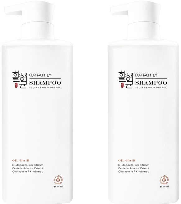 OUR FAMILY 一家人 植淨控油髮浴, 500ml, 2瓶
