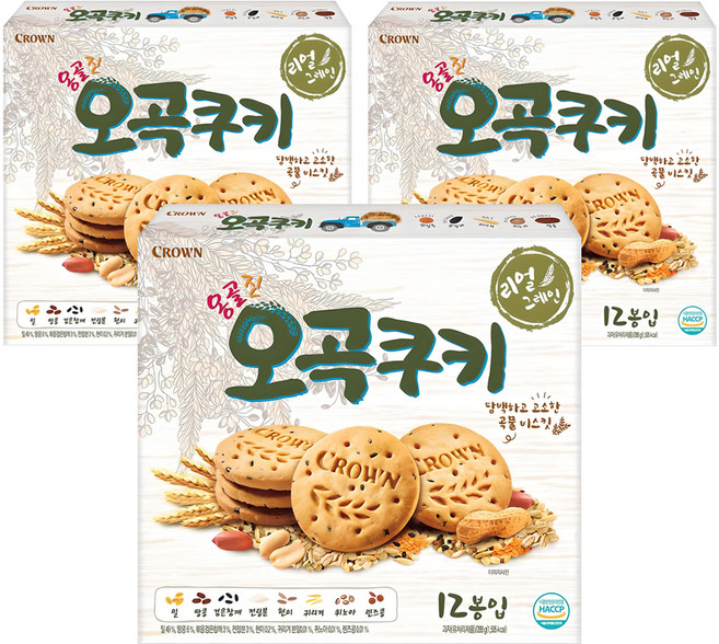 크라운 옹골진오곡쿠키, 288g, 3개