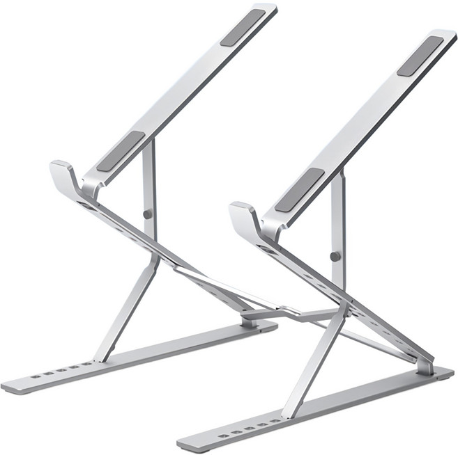 Home Planet 2段折疊便攜鋁製筆電平板支架, 1個, 銀色