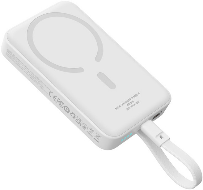 베이스어스 자석 미니 무선 고속 보조배터리 에디션 5000mAh C타입, 화이트