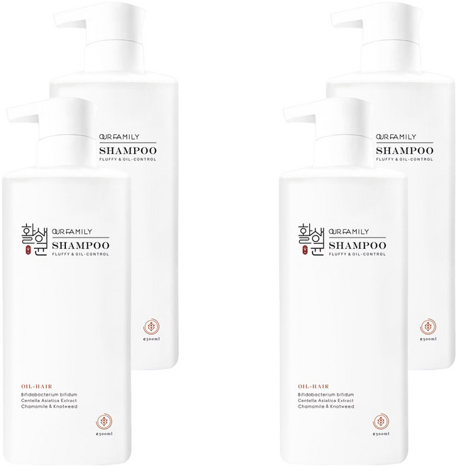 OUR FAMILY 一家人 植淨控油髮浴, 500ml, 4瓶