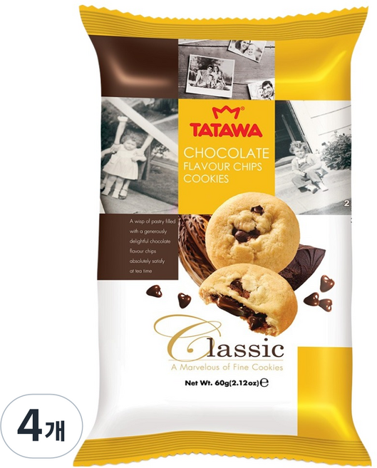 타타와 초콜릿 칩 쿠키, 60g, 4개
