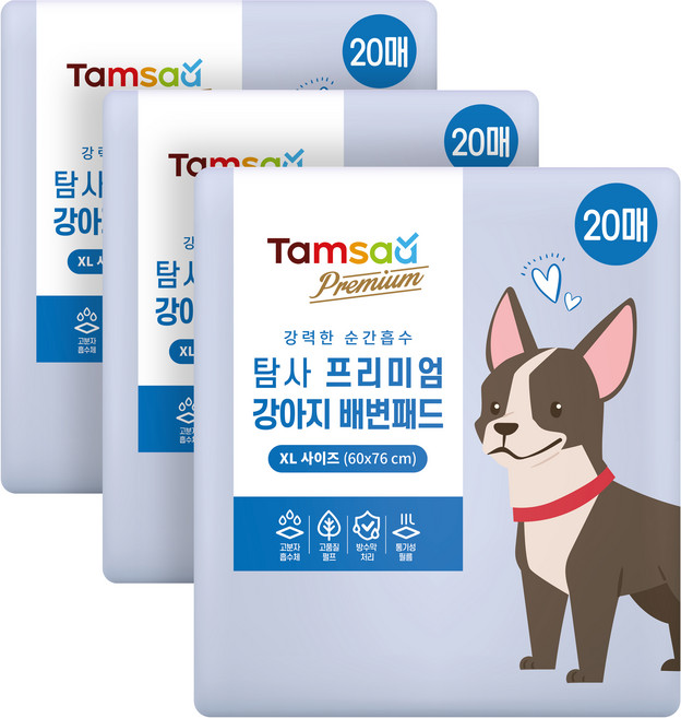 탐사 프리미엄 강력흡수 배변패드 라벤더향, 20개입, 3개