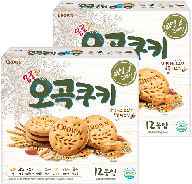 크라운 옹골진 오곡쿠키, 288g, 2개