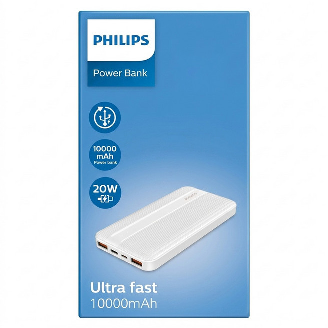 PHILIPS 飛利浦 PD 10000mAh行動電源, DLP1815, 白色