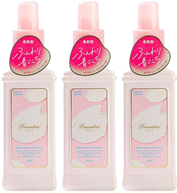 란도린 섬유유연제 사쿠라 체리 블로썸 본품, 600ml, 3개