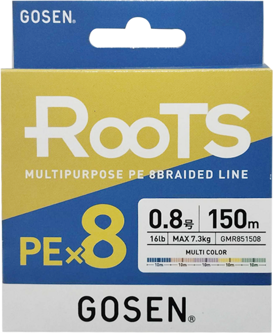 GOSEN ROOTS PEX8 MULTICOLOR 0.8號五色釣魚線, 透明色, 1個