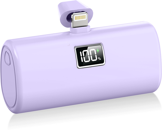 YINTO 도킹형 고속충전 PD 20w 일체형 휴대용 미니 보조배터리 8핀, XPB1, 파스텔퍼플