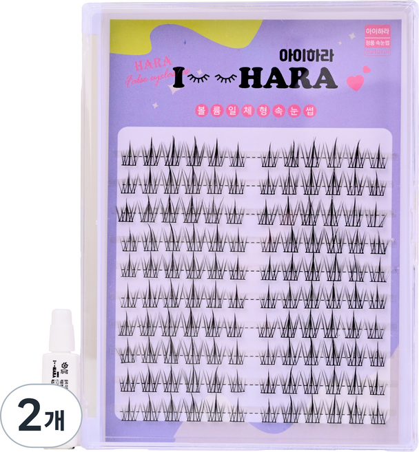 아이하라 대용량 블링바비 속눈썹, 2개, 블랙