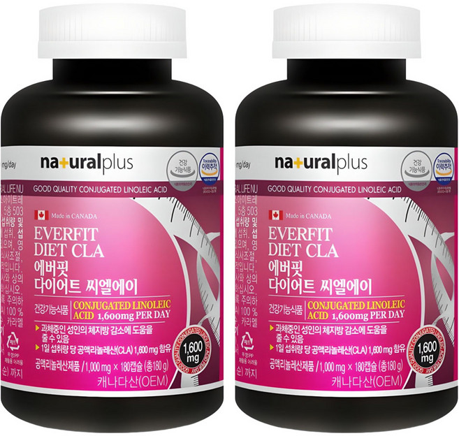 내츄럴플러스 에버핏 다이어트 씨엘에이, 180정, 2개