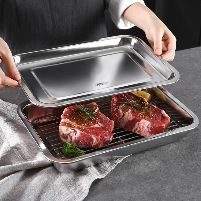 키친아트 스텐 사각트레이, 밧드 + 랙 + 트레이, 1세트