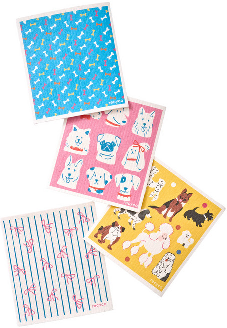 리시코 셀룰로오스 다회용 행주 도기데이드림스패턴 4종 세트, 1세트