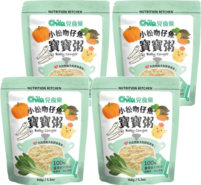 Chila 兒食樂 寶寶粥 小松吻仔魚, 150g, 4包
