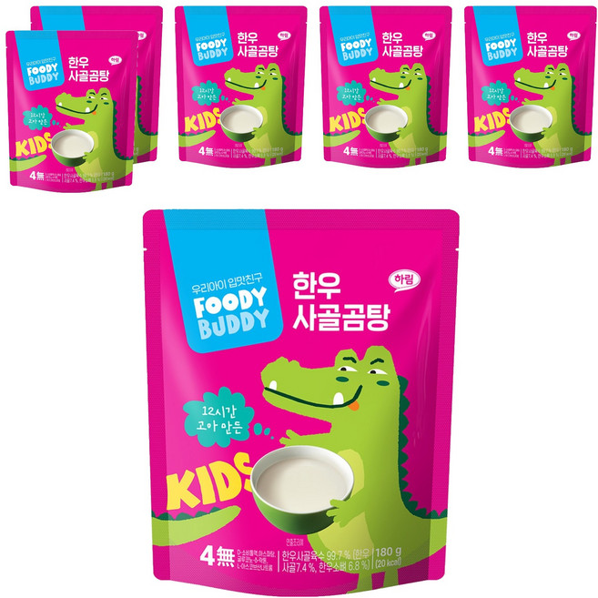 푸디버디 유아용 한우 사골곰탕, 180g, 6개