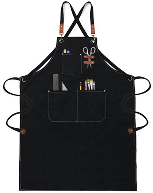 다다 캔버스 공방 바리스타 방수 다용도 전문가앞치마, 블랙