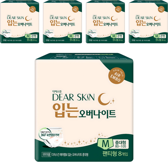 디어스킨 에어엠보 입는 오버나이트, 중대형, 8개입, 5개