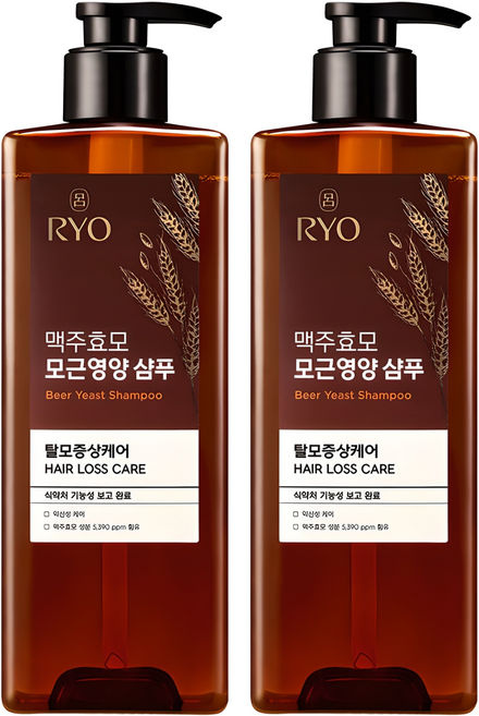 려 맥주효모 모근영양 탈모증상케어 샴푸, 600ml, 2개