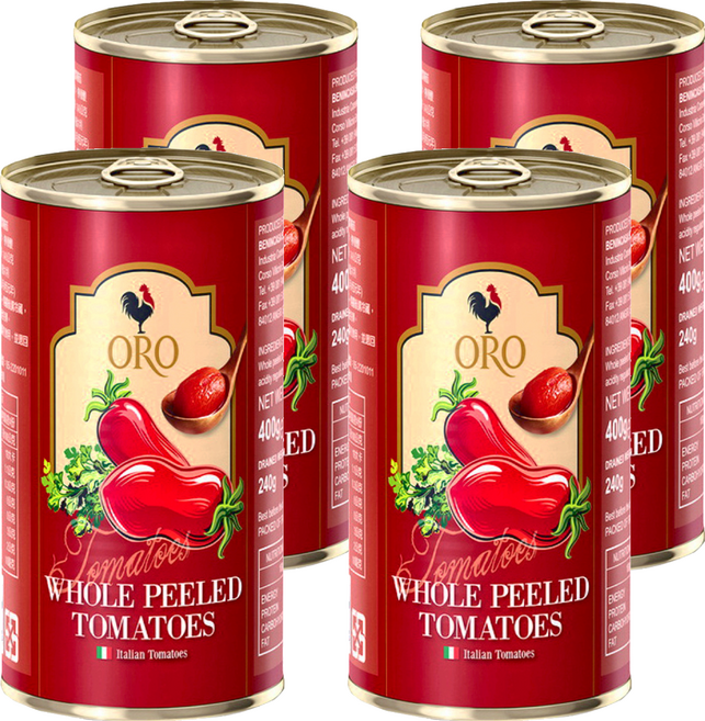 ORO 去皮整顆番茄罐頭, 400g, 4罐