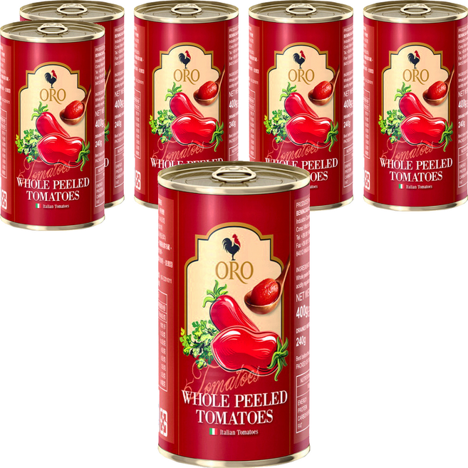ORO 去皮整顆番茄罐頭, 400g, 6罐