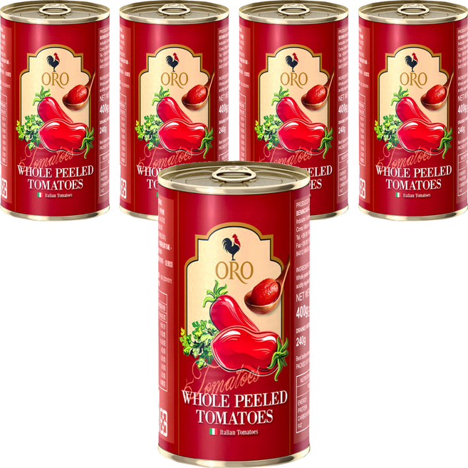 ORO 去皮整顆番茄罐頭, 400g, 5罐