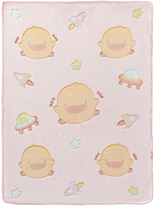 PiYOPiYO 黃色小鴨 太空冒險珊瑚絨四季毯, 粉, 1件