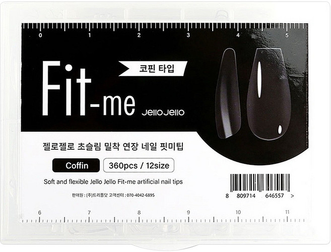 Jello Jello 水滴型穿戴甲片 12種尺寸 360片, 透明色, 1盒