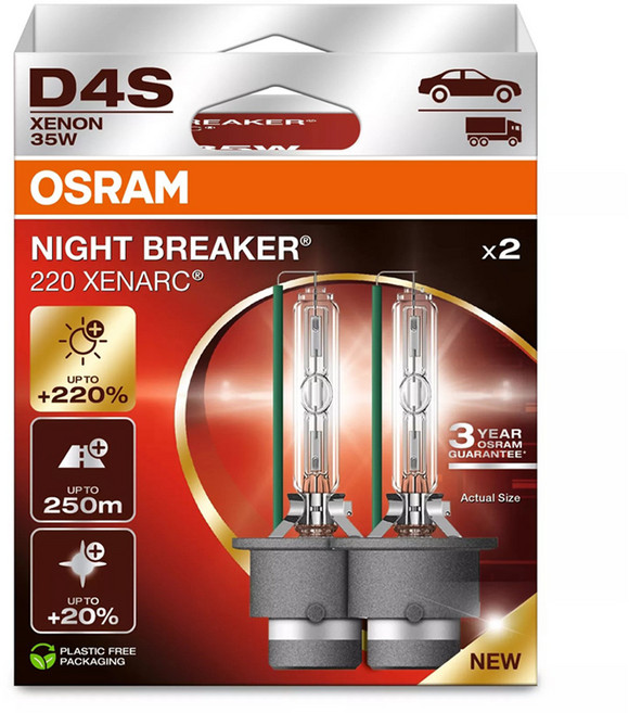 OSRAM 歐司朗 HID NIGHT BREAKER LASER 氙氣燈泡 4500K D4S 2入, 混合色