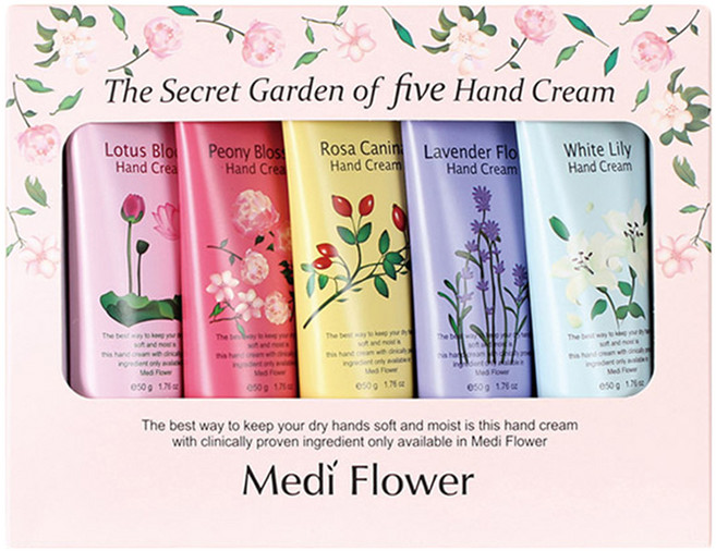 MediFlower 護手霜禮盒 粉色 5條 50g, 1組