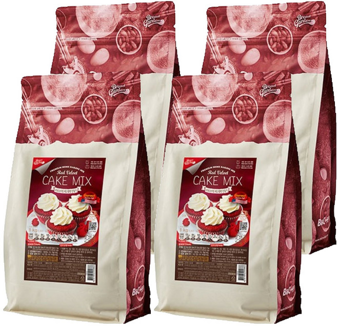 브레드가든 부드러운 레드벨벳 머핀믹스, 1kg, 4개