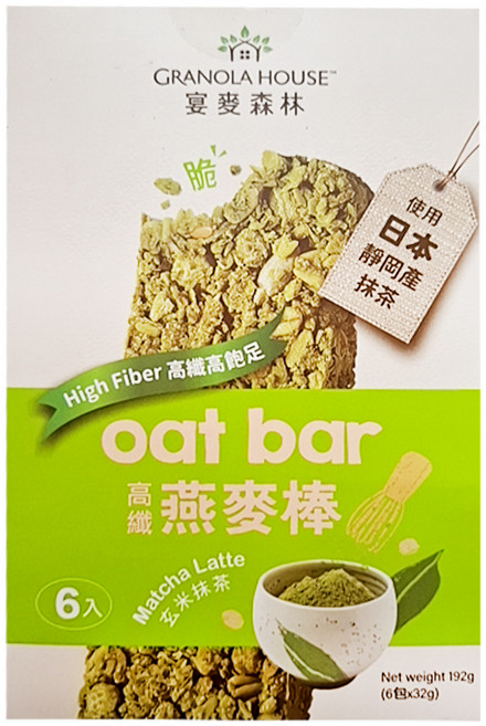 GRANOLA HOUSE 宴麥森林 燕麥棒 玄米抹茶, 32g, 6包