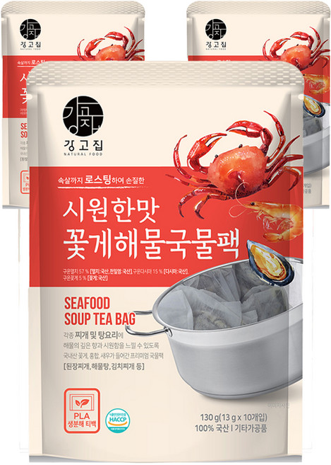 강고집 꽃게 해물 국물팩 10p, 130g, 3개