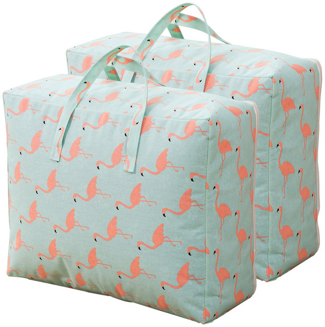 하늬통상 패브릭 이불정리함, 플라밍고, 2개