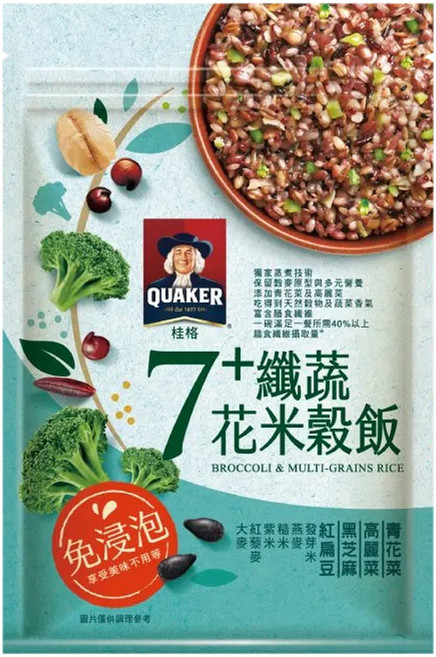 QUAKER 桂格 免浸泡7+纖蔬花米穀飯, 650g, 1包