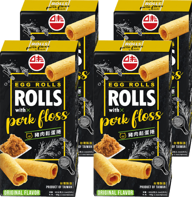 味一食品 豬肉鬆蛋捲 屏東名產 鹹甜涮嘴 小份量, 60g, 4盒