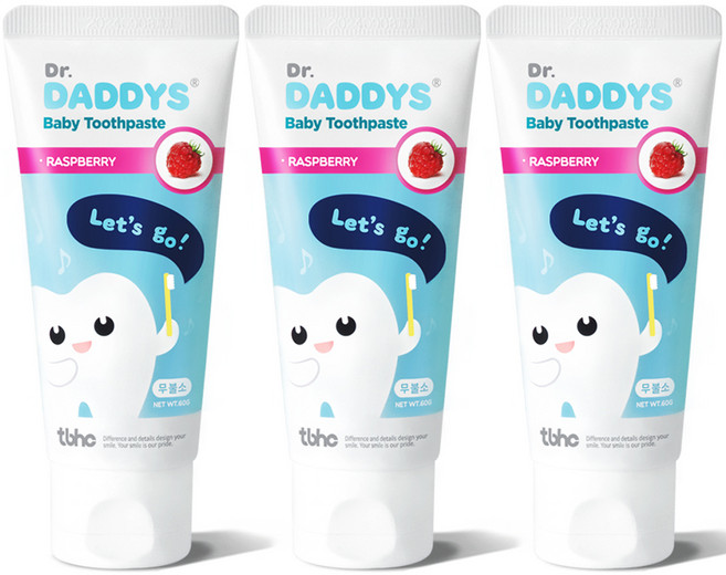 닥터데디스 베이비 치약 무불소 산딸기향, 60g, 3개