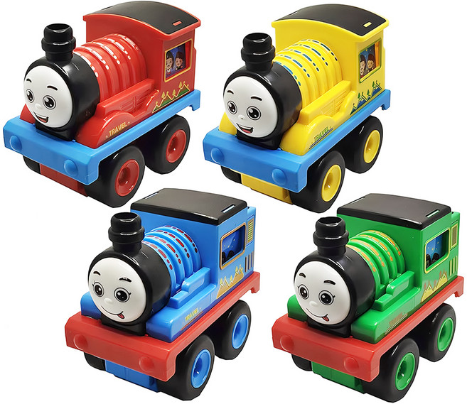 奧海玩具 摩輪慣性快樂小火車頭4件組 有震動機關, 1套, 多色