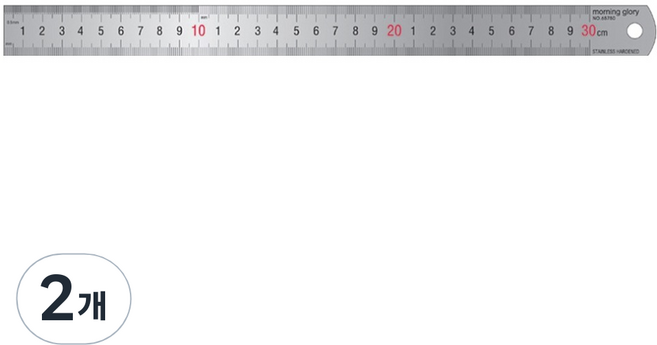 모닝글로리 스테인레스 자 30cm, 혼합색상, 2개