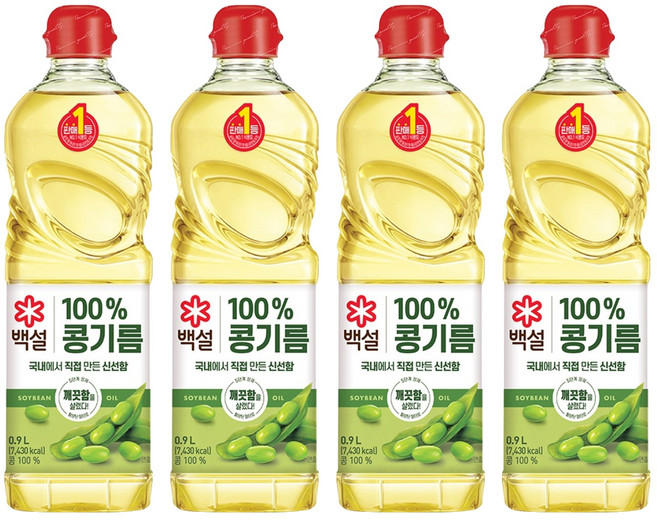 백설 콩기름, 900ml, 4개