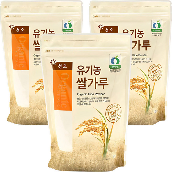 청오건강 유기농 쌀가루, 350g, 3개