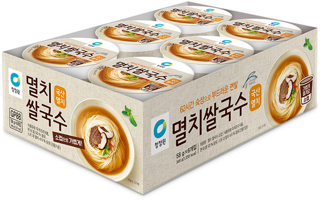 청정원 멸치 쌀국수 소컵, 58g, 6개
