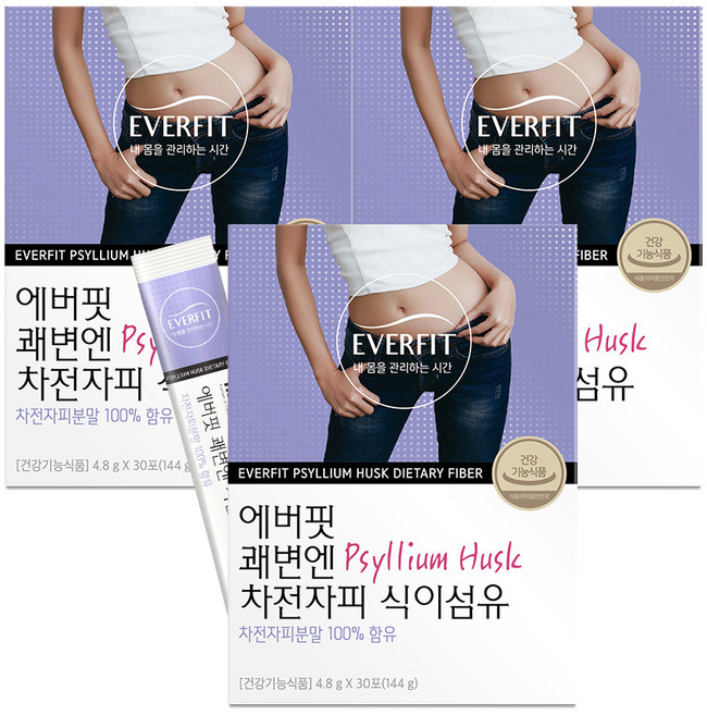 에버핏 쾌변엔 차전자피 식이섬유, 144g, 3개