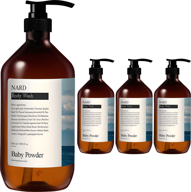 나드 부케가르니 리프레쉬 퍼퓸드 바디워시 베이비파우더향, 1L, 4개