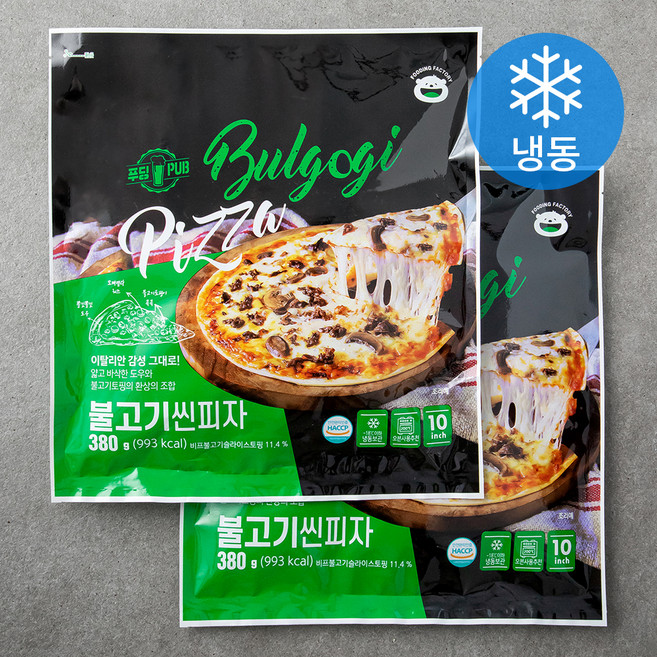 푸딩팩토리 불고기 씬피자 (냉동), 380g, 1개입, 2개