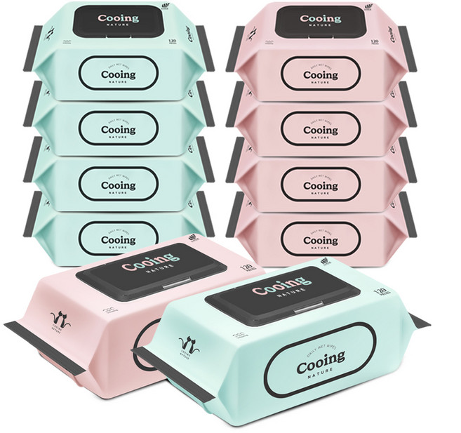 쿠잉 네이쳐 물티슈 캡형, 45g, 120매, 10개