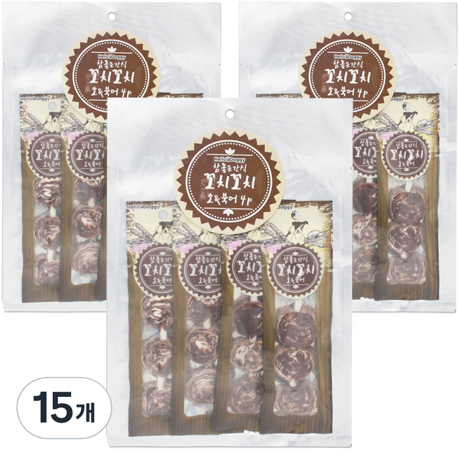 참좋은간식 꼬치꼬치 강아지 간식 4p, 소 + 북어 혼합맛, 100g, 15개