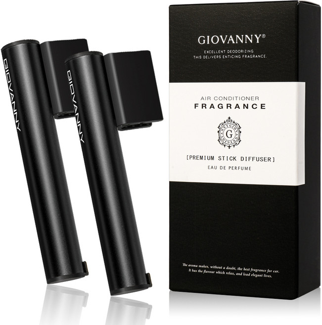 GIOVANNY 파워스틱 차량용 방향제 케이스 2p + 리필 5g 4p, 매트 블랙 ( 화이트머스크 ), 1세트