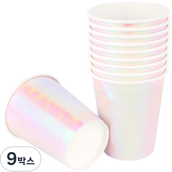메탈릭 파티컵 홀로그램 화이트 240ml, 10개입, 9박스
