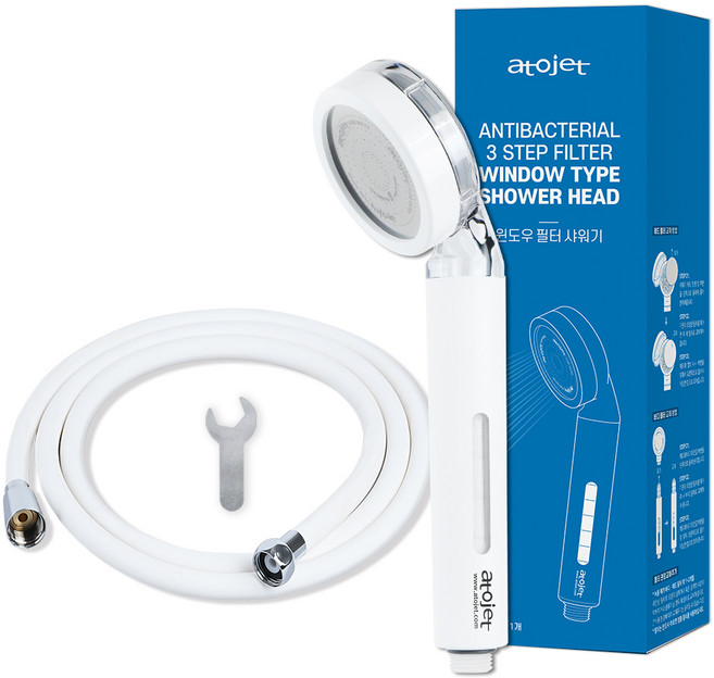 아토젯 윈도우 필터 샤워기 + 에코 샤워호스 2m 세트, 1개, 화이트